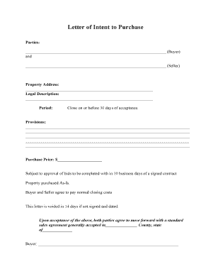 Letter of Intent to Purchase Real Estate