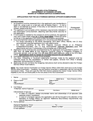 Philippines Foreign Service Officer Exam Application