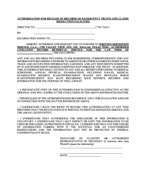 Authorization for Release of Bankruptcy Trust Records