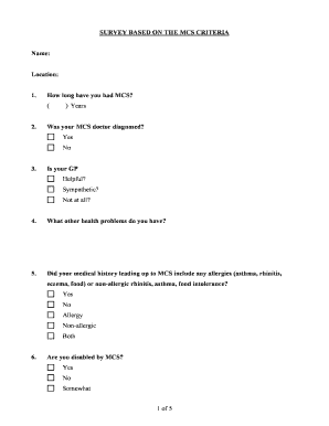 MCS Criteria Survey Form
