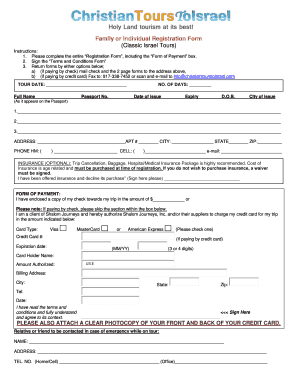 Israel Tour Registration Form