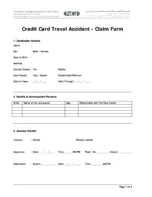 Credit Card Travel Accident Claim Form