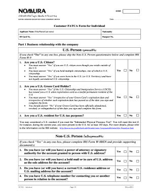FATCA Form for Individual