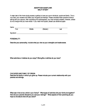 Adoption BabyLink Self Study Form