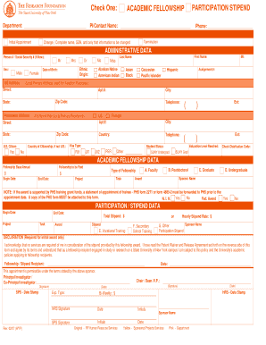 Academic Fellowship Participation Stipend Form