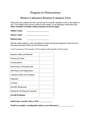 Lab Rotation Evaluation (mentor) - Graduate Program in Life Sciences - lifesciences umaryland