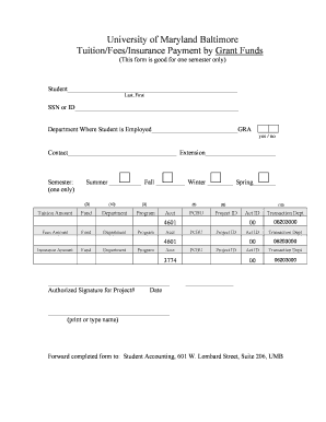 Tuition Fees Insurance Payment Form