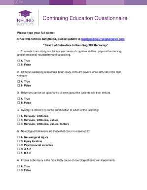 Continuing Education Questionnaire