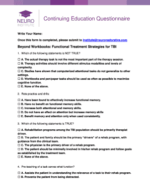 Continuing Education Questionnaire