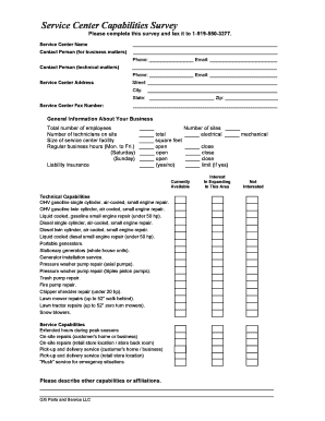 Service Center Capabilities Survey