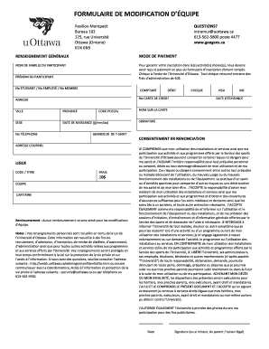 Formulaire de modification d’équipe