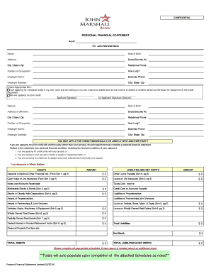 John Marshall Bank Personal Financial Statement