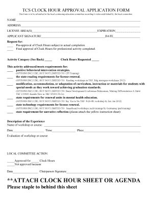 Clock Hour Approval Application Form