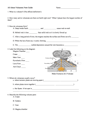 Volcanoes Note Guide