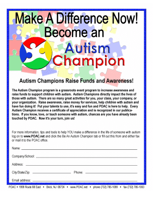 Autism Champion Program Registration Form