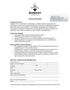 Canadian Tire Jumpstart Application Form