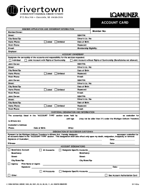 Credit Union Account Application Form