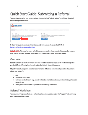 Quick Start Guide: Submitting a Referral - Ontario Bariatric Network - ontariobariatricnetwork