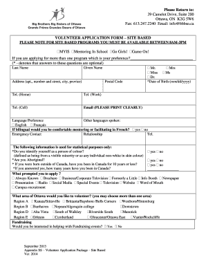 VOLUNTEER APPLICATION FORM bSITEb BASED PLEASE NOTE FOR bSITEb