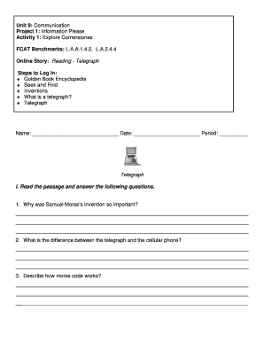Telegraph Reading Worksheet