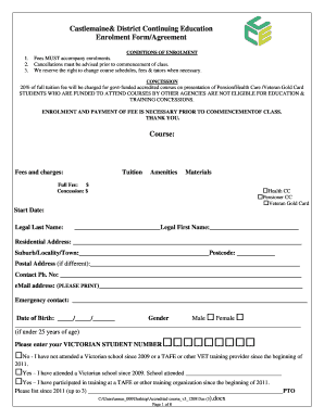 Castlemaine Continuing Education Enrolment Form