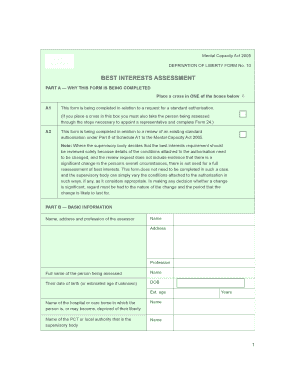 Mental Capacity Act 2005 Deprivation of Liberty Form 10