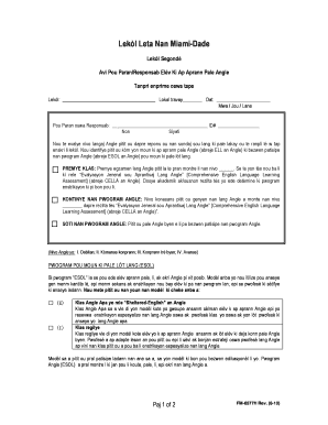 Miami-Dade County Public Schools English Language Learner Form