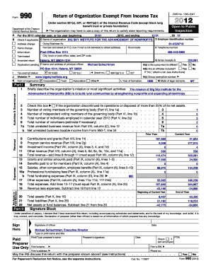 Form 990 Return of Organization Exempt From Income Tax