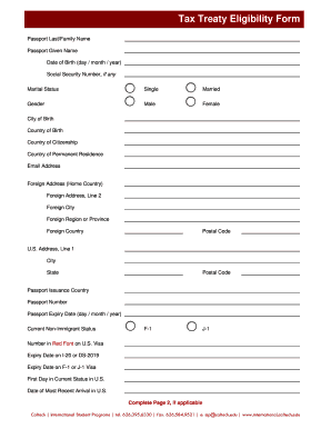 Tax Treaty Eligibility Form