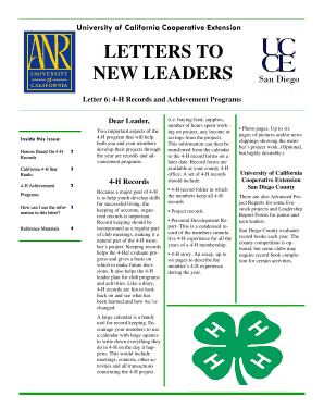 4-H Records and Achievement Programs Letter