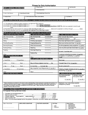 Fitness for Duty Authorization