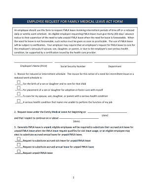 Employee Request for FMLA Leave Form