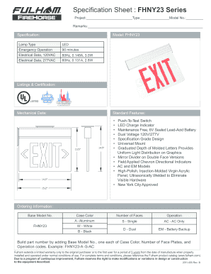 FHNY23 Series Emergency Light Specification Sheet