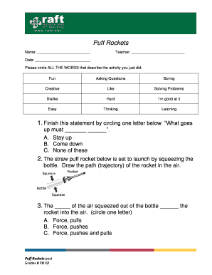 Fillable Online raftsac Puff Rockets - Post Test Questionnaire.pdf ...
