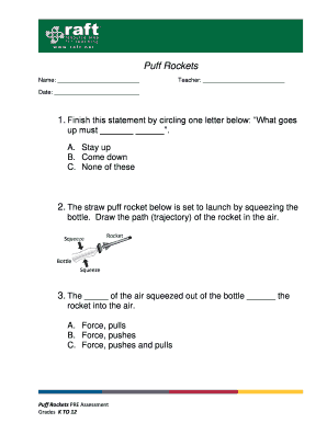 Puff Rockets Pre Assessment