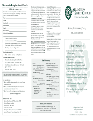 Arlington Street Church Visitor Card