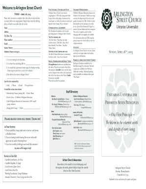 Arlington Street Church Welcome Card