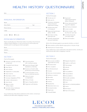 Health History Questionnaire