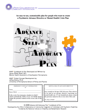 Advance Self-Advocacy Plan for Mental Health