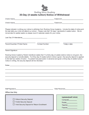 30-Day Childcare Withdrawal Notice