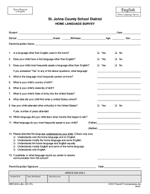 Home Language Survey Form