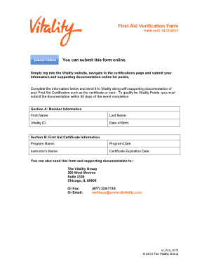 First Aid Verification Form