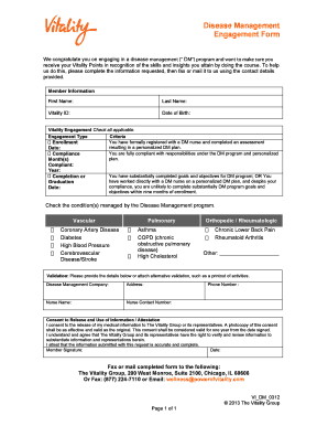 Disease Management Engagement Form