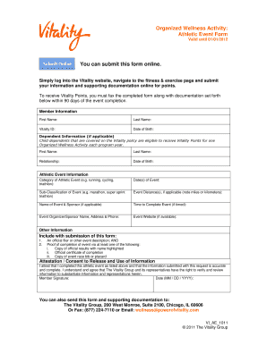 Athletic Event Form