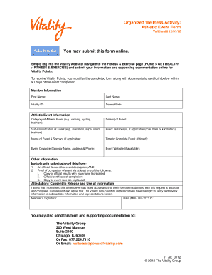 Athletic Event Form