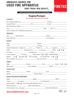 Used Fire Apparatus Information Form