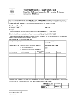 Securities Settlement Instruction Form