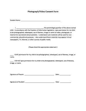 Photograph/Video Consent Form