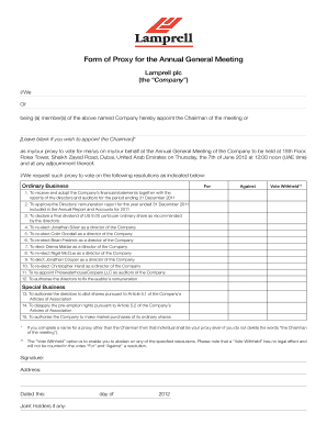 Proxy Form for Annual General Meeting