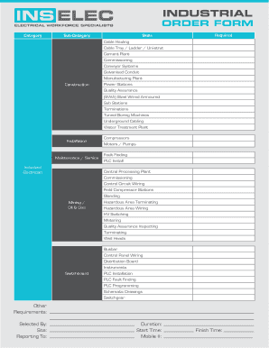 Industrial Order Form